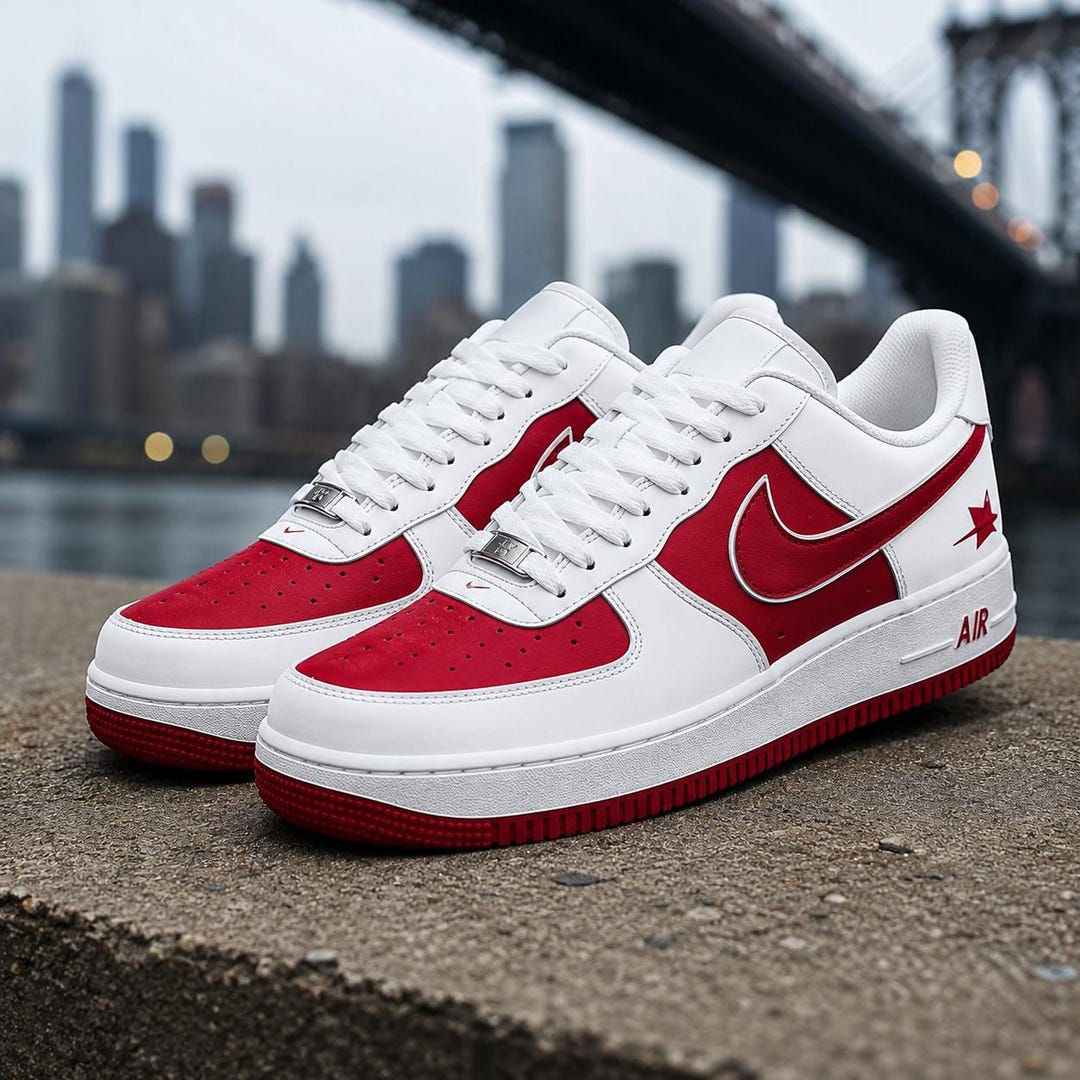 Custom Nike Air Force 1 Red Star, Vintage Americana AF1 Sneakers, Retro ...