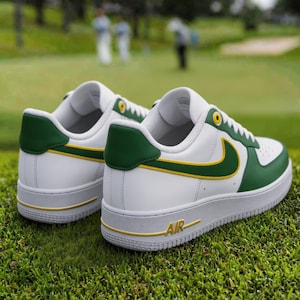 Handmade Vintage Green Golf Custom Shoes, Retro Country Club Aesthetic Sneakers, Personalized Gift for Him Her, Premium Walking Shoes image 3
