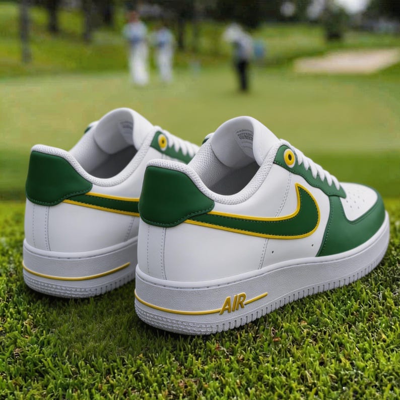 Handmade Vintage Green Golf Custom Shoes, Retro Country Club Aesthetic Sneakers, Personalized Gift for Him Her, Premium Walking Shoes image 3