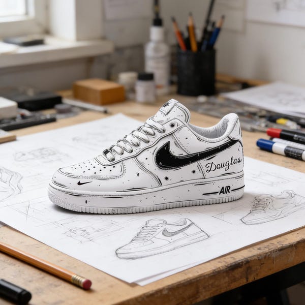 Custom Black White Sports Sneakers,Hand-paint Air Force 1,Hand Painted Af1,Custom Air Force 1 - Black Drip Street Art,Gift For Her