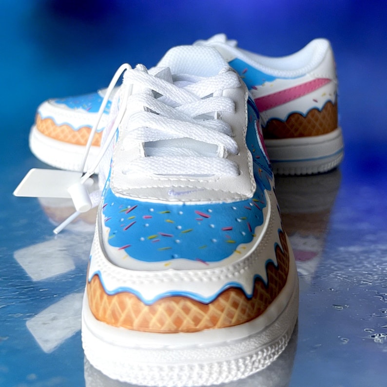 Zapatillas Air Force 1 con estampado de helado, personalizadas y pintadas a mano, regalo para ella. imagen 7