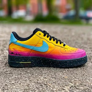 Custom Air Force 1,Hand Painted Sunset Shoes,Sunset Beach Custom Shoes,a unique gift image 2