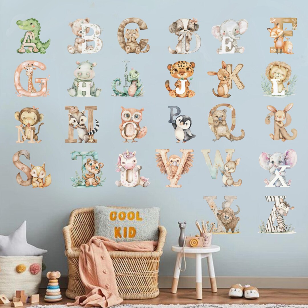 Animal Alphabet Wall Decal ABC Letters Wall Sticker Safari Jungle ...