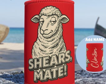 Personalized Funny Aussie Farmer Stubby Cooler: Sarcastic Neoprene Drink Sleeve