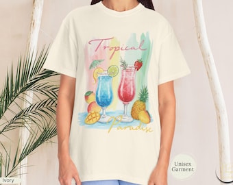 Tropical Paradise T-Shirt, Summer Vacation Vibes Boho Beachwear Tee Gift