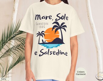 Mare Sole e Salsedine Sunset Palm Beach T-Shirt | Italian Coastal Graphic Tee