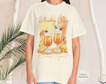 Whiskey Sour Cocktail Design T-Shirt, Casual Drink Party Attire Tee Gift