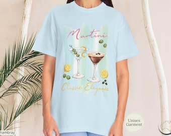 Chic Martini Classic Elegance Unisex T-Shirt, Trendy Bar Wear Cocktail Party Tee Gift