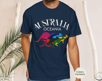 Australia Rainbow Kangaroo T-Shirt | Australian Heritage Novelty Souvenir Tee
