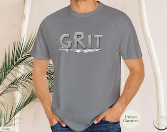 GRIT Statement T-shirt, Distressed Graphic Empowerment Tee