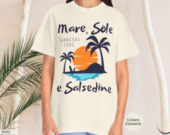 Mare Sole e Salsedine Sunset Palm Beach T-Shirt | Italian Coastal Graphic Tee