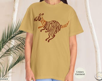 Australian Kangaroo Typography T-Shirt | Retro Script Animal Design Tee