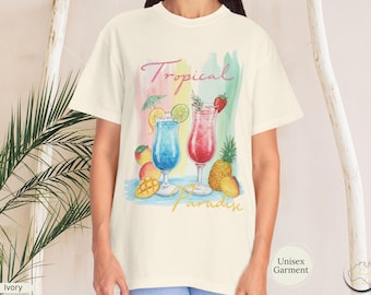 Tropical Paradise T-Shirt, Summer Vacation Vibes Boho Beachwear Tee Gift