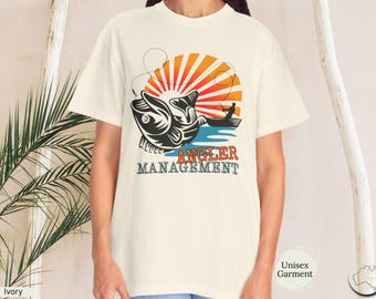 Angler Management T-Shirt | Retro Sunrise Fishing Graphic Tee
