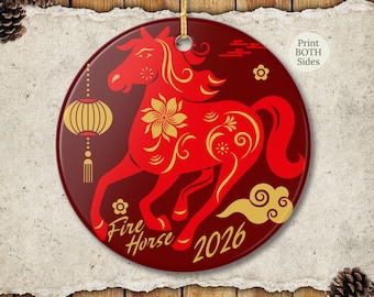 Fire Horse New Year 2026 Ceramic Ornament Holiday Keepsake