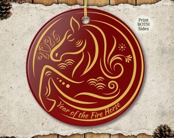 Lunar Year of the Fire Horse 2026 Ceramic Ornament Keepsake