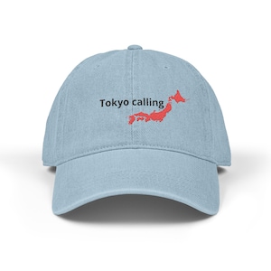 Embroidered Denim Hat, TOKYO Embroidered Cap, Japanese Style Baseball Hat, Trendy Embroidery Denim Cap, Cool Streetwear Baseball Cap, Urban