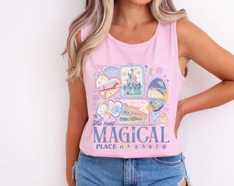 Retro The Most Magical Place On Earth Comfort Colors Shirt, Mickey Disneyworld Shirts, Disney Tank Top, Disney 2026 Trip Disney Vacation Tee