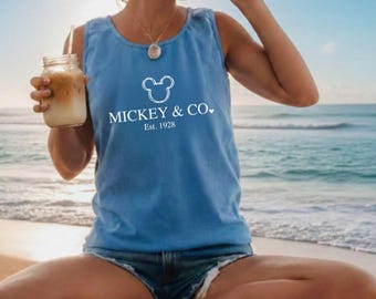 Retro Mickey & Co Tank Top, Vintage Disney Tank Top for Her, Mickey Est. 1928 Tank Top, Mickey And Friends Tank, Disney Family Tank Top