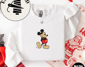 Comfort Colors Mickey Embroidered Sweatshirt, Disney Sweatshirt, Retro Mickey, Disneyworld Shirts, Disney Vacation Shirt, Disneyland Shirt