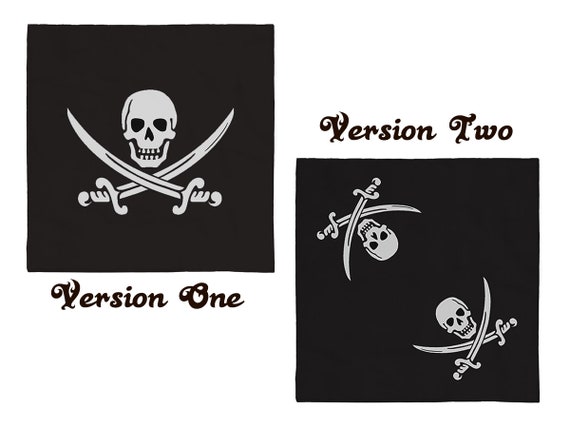 Calico Jack Pirate Jolly Roger Bandana 24x24 Inches Large Centered Image Or To Be Folded With Double Emblem