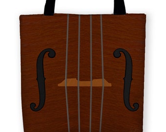 VIOLIN VIOLA CELLO Carryall Tote, Classical String Family Reusable Fabric Bag