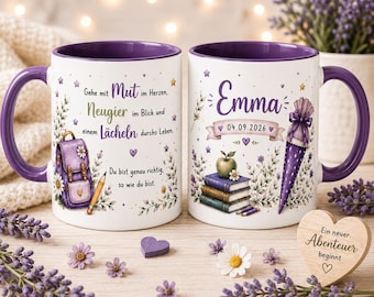 Personalisierte Einschulungstasse| Geschenk zur Einschulung | Erinnerung Schultag | Motivierender Spruch