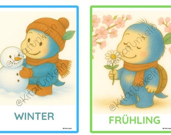 Seasons Poster for Kindergarten & Elementary School | Spring Summer Autumn Winter | Learning Materials PDF | Montessori Decorations | Instant Download