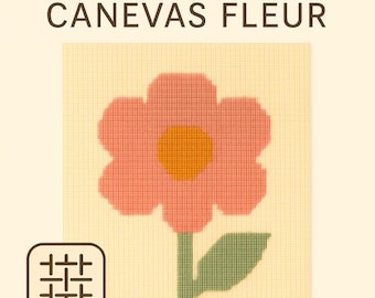 Patron Canevas Débutant PDF – Grille à Broder Fleur Bohème Pastel | Broderie Facile à Imprimer | DIY Décoration Murale