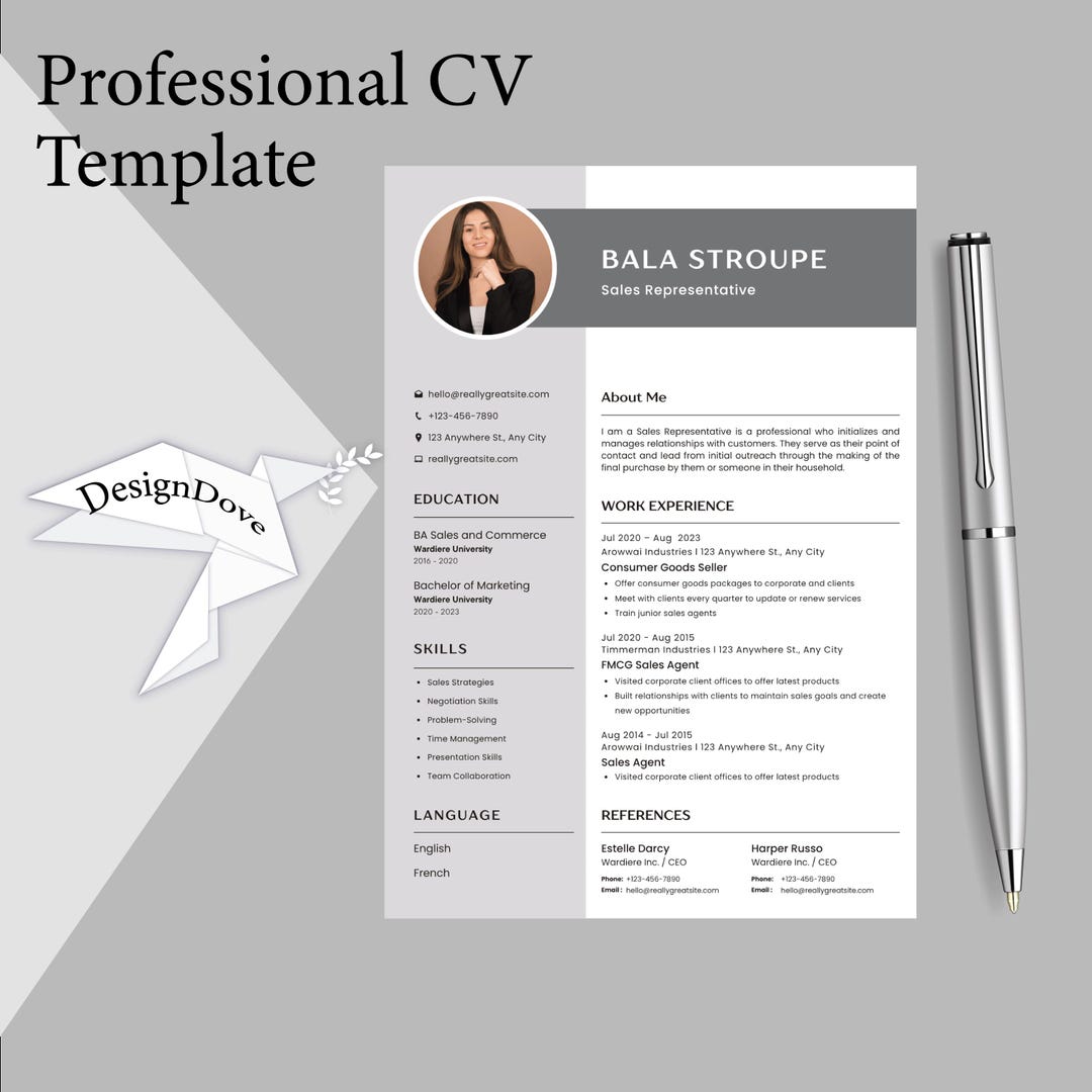 Minimalist CV Template | Canva Editable Resume | Clean & Professional ...