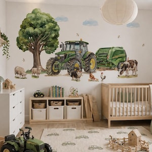 Wall stickers FARM TRACTOR with baller animals cow dogs sheeps