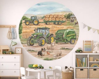 Traktor auf dem Feld – Wandaufkleber, Bauernhof-Wanddekoration
