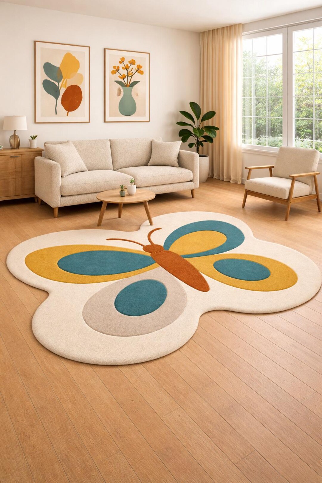 Hand Tufted Wool Butterfly Rug – Cute Kids Room Statement Carpet - Etsy
