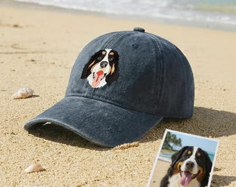 Personalized Pet Photo Hat:Custom Embroidered Dog & Cat Baseball Cap,  Mom's Gift