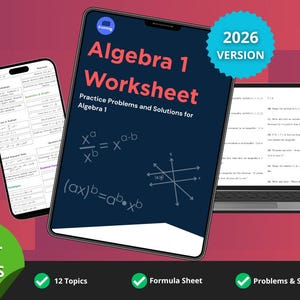 Algebra Worksheet PDF | Printable Math Workbook, Formulas, Problems & Solutions