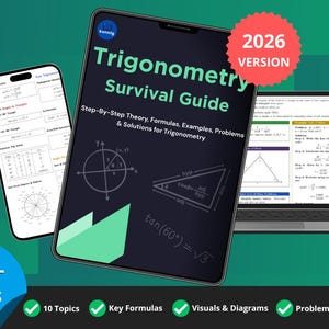 Trigonometrie Lernführer PDF | Druckbare Mathe Lernnotizen und Arbeitsblatt mit Beispielen & Übung