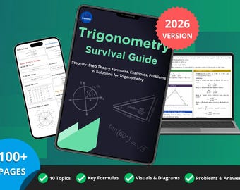 Trigonometrie Lernführer PDF | Druckbare Mathe Lernnotizen und Arbeitsblatt mit Beispielen & Übung