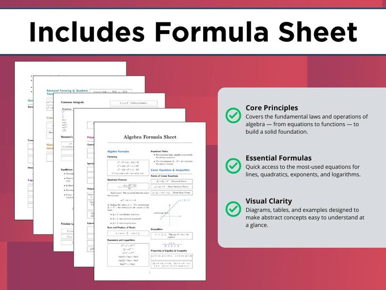 Algebra Worksheet PDF | Printable Math Workbook, Formulas, Problems ...