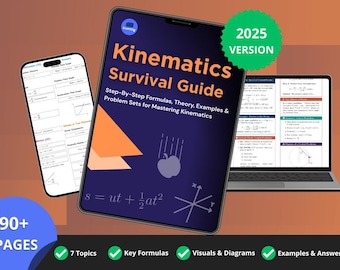 Natuurkunde studiegids pdf | Stapsgewijze lessen kinematica, formules, voorbeelden en problemen en werkblad