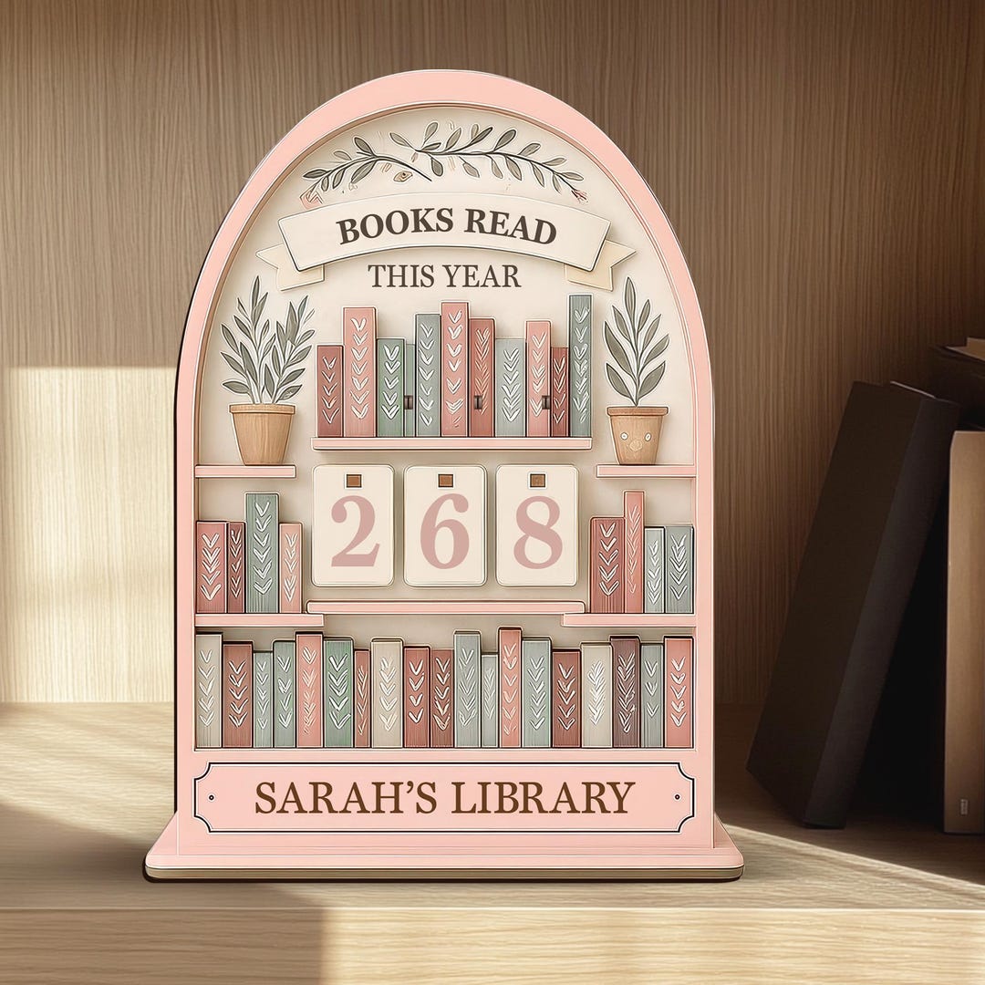 Personalized Book Tracker Wooden Reading Goal Sign, Pastel Library ...