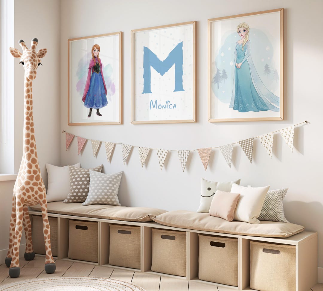 Conjunto de 3 pôsteres personalizados de Frozen | Decoração ...