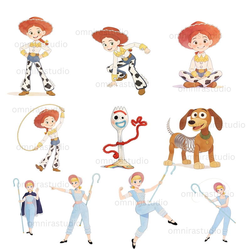 Toy Story Clipart Bundle 60 PNG | Watercolor Digital Kit | Woody Buzz Jessie Characters | Kids Birthday Party Invitations | Sublimation image 6