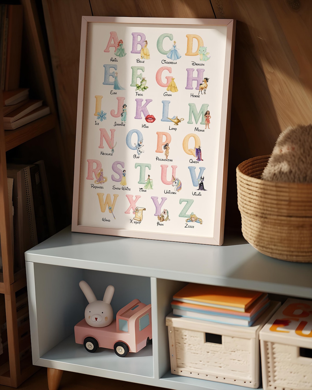 Princess Alphabet Poster | Fairy Tale ABC Nursery Print | Watercolor ...