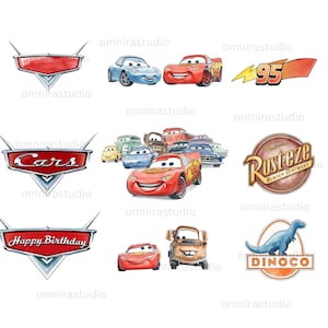 Cars Clipart Bundle 40 PNG | Lightning McQueen Mater Watercolor | Boys Birthday Party Invitations | Sublimation Graphics | Digital Kit image 5