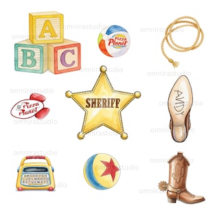 Toy Story Clipart Bundle 60 PNG | Watercolor Digital Kit | Woody Buzz Jessie Characters | Kids Birthday Party Invitations | Sublimation image 9