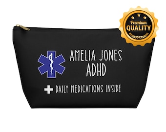 Personalized ADHD Medication Pouch, Medical Alert Travel Case