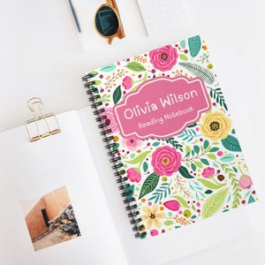 Floral Spiral Notebook - Ruled Line, Flower Journal, Botanical Notepad, Pretty Planner, Garden Diary, Spring Notebook