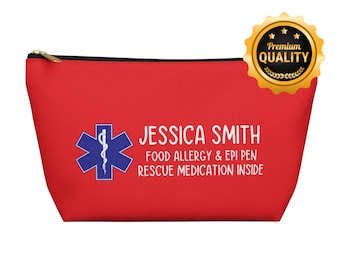 Personalized Medical Alert Pouch, EpiPen Food Allergy Medication Bag