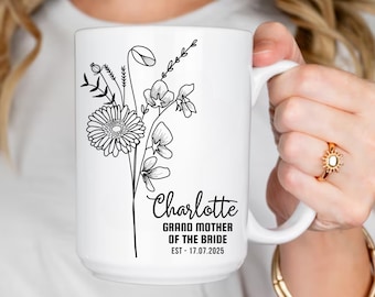 Caneca personalizada para a avó da noiva, lembrança de casamento.