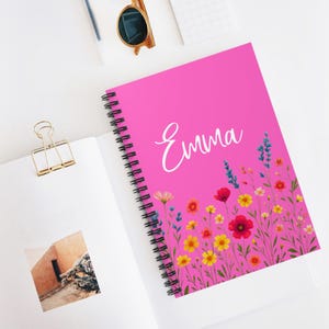 Wildflower Personalized Journal, Custom Notebook For Women, Hardcover Notebooks Floral Gratitude Journal, Bridesmaid Gift, Mothers Day